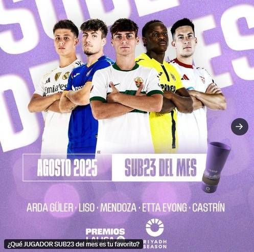 西甲8月最佳U23候选：皇马小将居勒尔领衔，赫塔费中场里索3场3球